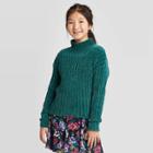 Girls' Ribbed Mock Neck Sweater - Art Class Green