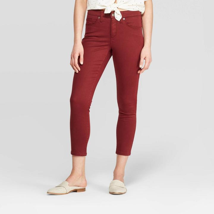 Women's High-rise Cropped Skinny Jeans - Universal Thread Burgundy