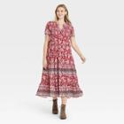 Women's Paisley Print Short Sleeve Dress - Knox Rose Red