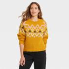 Women's Crewneck Sweater - A New Day Yellow Fair Isle