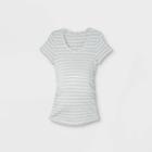 Maternity Striped Short Sleeve Scoop Neck Side Shirred T-shirt - Isabel Maternity By Ingrid & Isabel Gray/white