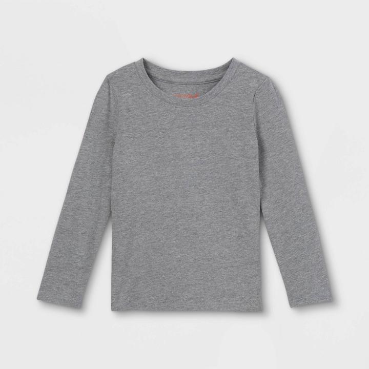 Toddler Girls' Solid Long Sleeve T-shirt - Cat & Jack Dark Gray