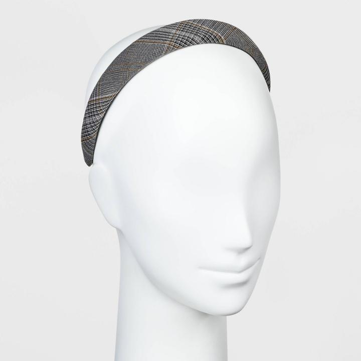 Plaid Puff Headband - A New Day Gray