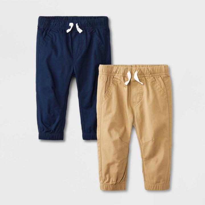 Baby Boys' 2pk Woven Jogger Pants - Cat & Jack Tan Newborn