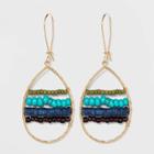 Blue And Gold Beaded Wire Hoop Earrings - A New Day Blue