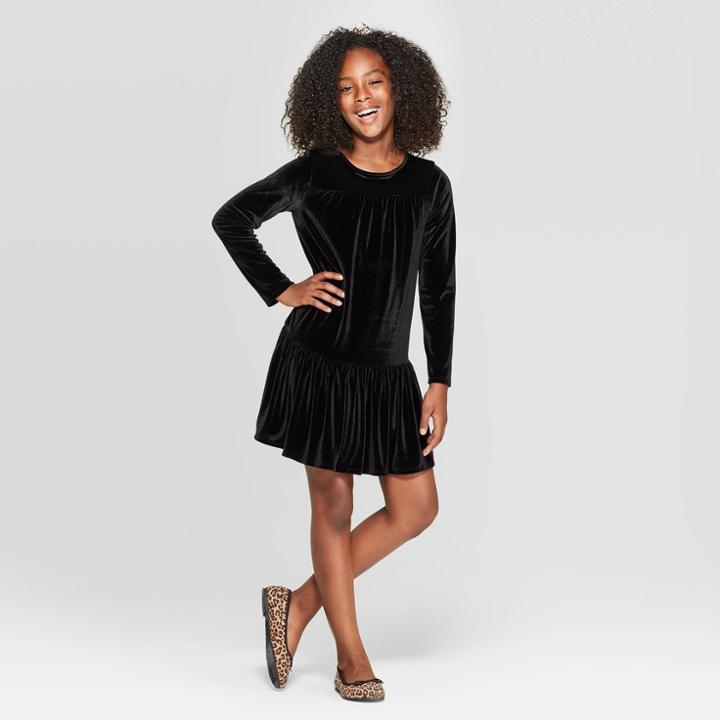 Girls' Long Sleeve Velour Dress - Cat & Jack Burgundy Xl, Girl's, Red