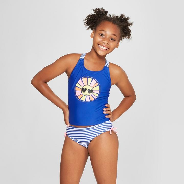 Girls' Sun Patch Artist Tankini Set - Cat & Jack Blue