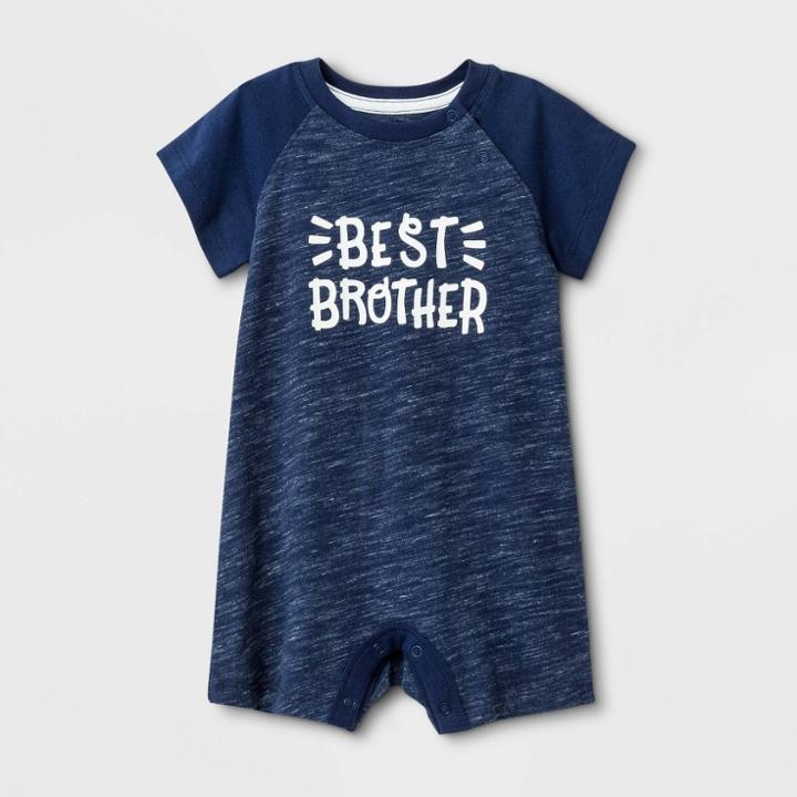 Baby Boys' Knit Raglan Best Brother Romper - Cat & Jack Blue
