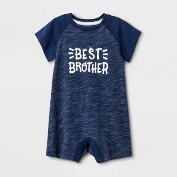 Baby Boys' Knit Raglan Best Brother Romper - Cat & Jack Blue
