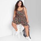 Women's Plus Size Sleeveless Button-front Romper - Wild Fable Floral 1x, Multicolor Floral