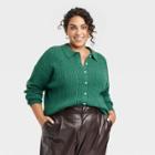 Women's Plus Size Cardigan - A New Day Green