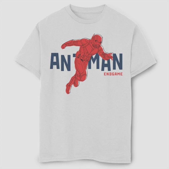 Boys' Marvel Text Pop Antman Short Sleeve T-shirt - White