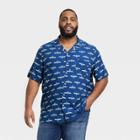 Men's Big & Tall Short Sleeve Button-down Camp Shirt - Goodfellow & Co Blue