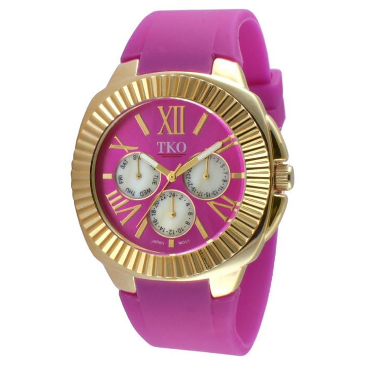 Target Women's Tko Multiple Function Rubber Strap Watch - Purple, Gold/purple