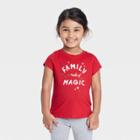 Toddler Girls' 'family Is Made Of Magic' Short Sleeve Shirt - Cat & Jack Dark Red