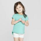 Toddler Girls' Short Sleeve Stripped T-shirt - Cat & Jack Green