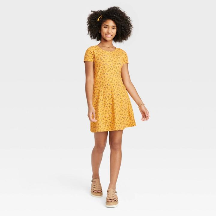 Girls' Henley Skater Dress - Art Class Gold