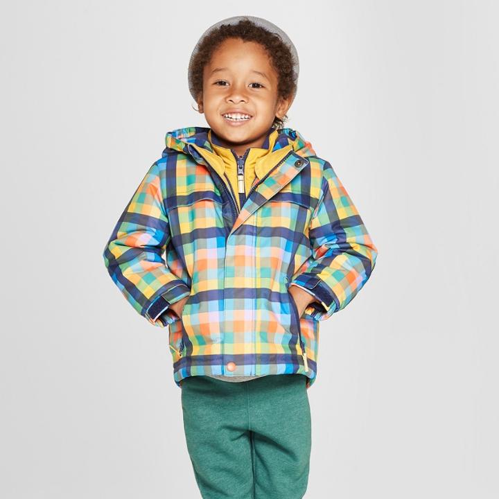 Toddler Boys' Plaid 3-in-1 Jacket - Cat & Jack Navy