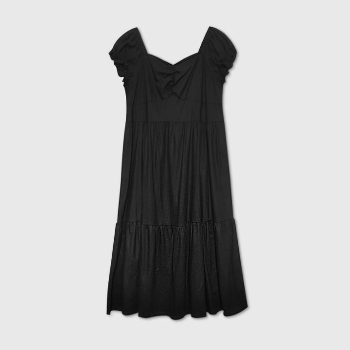 Women's Plus Size Raglan Short Sleeve Dress - Who What Wear Black