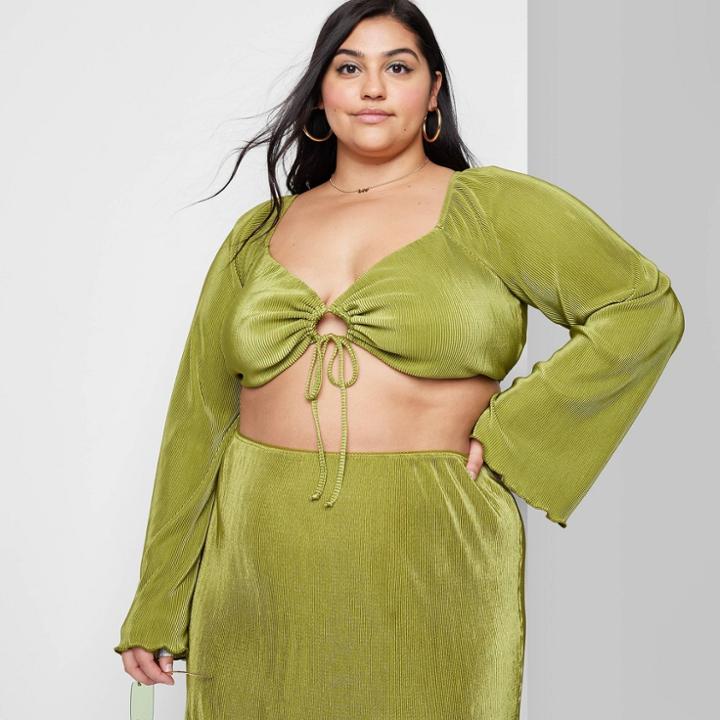 Women's Bell Long Sleeve Blouse - Wild Fable Green Apple