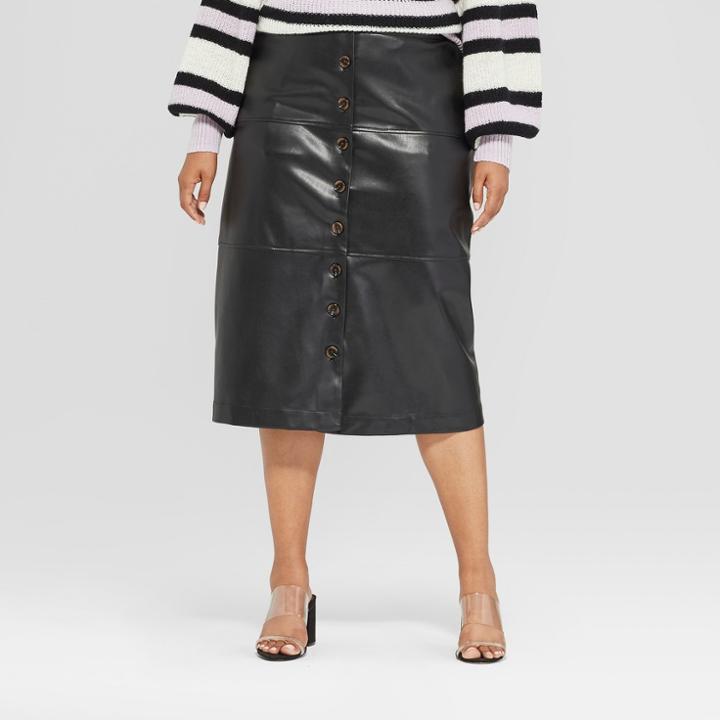 Women's Plus Size A-line Midi Skirt - Who What Wear Black
