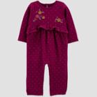 Baby Girls' Floral Jumpsuit - Just One You Made By Carter's Burgundy Newborn, Red
