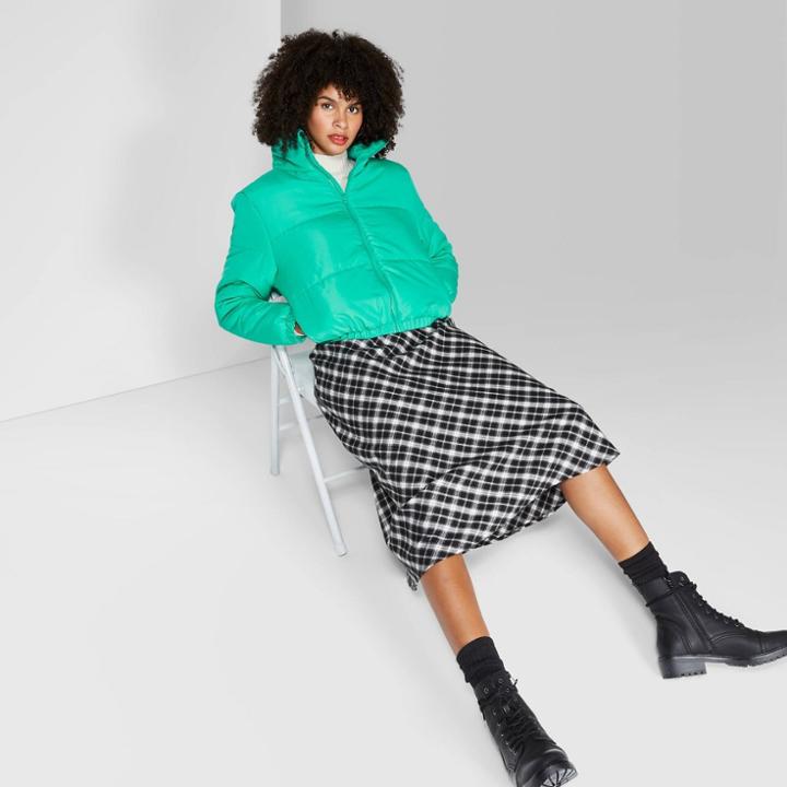 Women's Long Sleeve Zip-up Puffer Jacket - Wild Fable Green