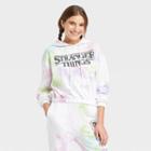 Women's Stranger Things Palace Arcade Hooded Graphic Sweatshirt - White Tie-dye