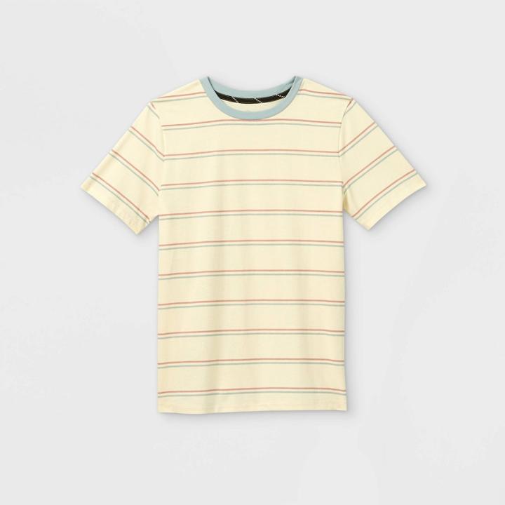 Boys' Striped Short Sleeve T-shirt - Art Class Cream