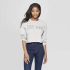 Women's Long Sleeve Good Vibes Cropped T-shirt - Grayson Threads (juniors') - Gray