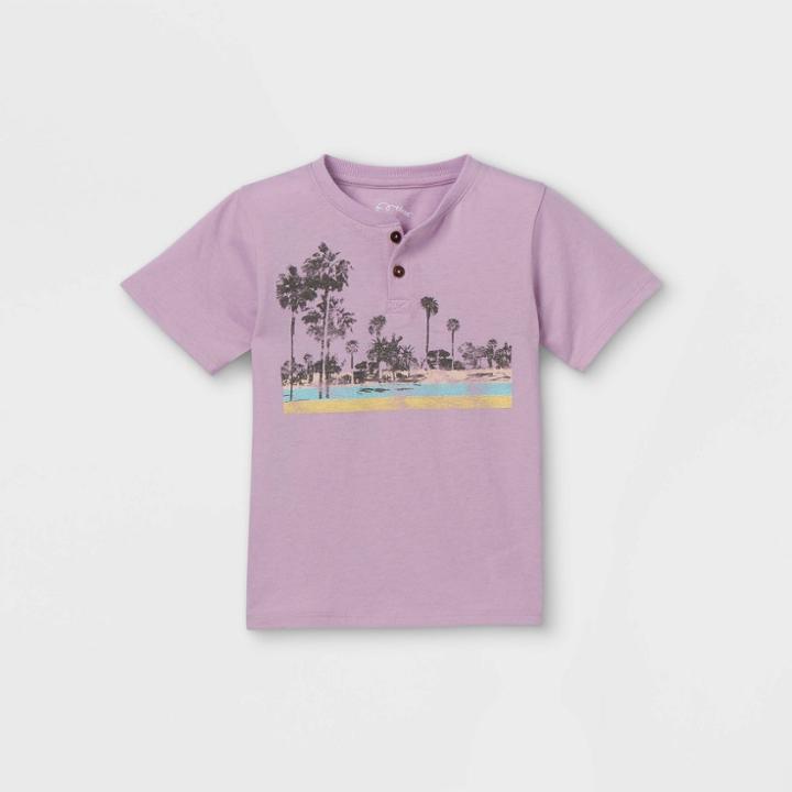 Toddler Boys' Palm Trees Boxy Henley Shirt - Art Class Purple