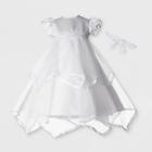 Small World Baby Girls' Christening Taffeta Dress With Headband - White
