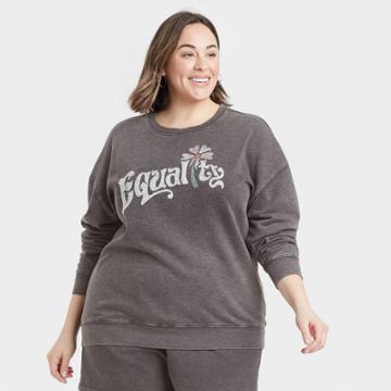 Hybrid Apparel Women's Plus Size Equality Graphic Sweatshirt - Heather Gray