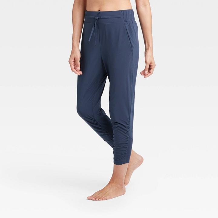 Women's Stretch Woven Ruched Leg Pants 24 - All In Motion Navy S, Women's, Size: