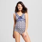 Maternity Banded Halter One Piece Swimsuit - Sea Angel - Gray Geo Xl, Women's, Blue