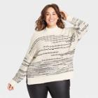 Women's Plus Size Mock Turtleneck Marled Pullover Sweater - Knox Rose Oatmeal