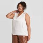 Women's Plus Size Smocked Tank Top - A New Day Cream