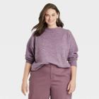 Women's Plus Size Slouchy Mock Turtleneck Pullover Sweater - A New Day Purple