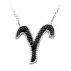 Distributed By Target Women's Accent Round-cut Black Diamond Pave Set Aries Zodiac Pendant - White