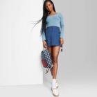 Women's Long Sleeve Scoop Neck Ribbed T-shirt - Wild Fable Turquoise Blue