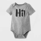 Baby Boys' 'hi!' Short Sleeve Bodysuit - Cat & Jack Gray Newborn