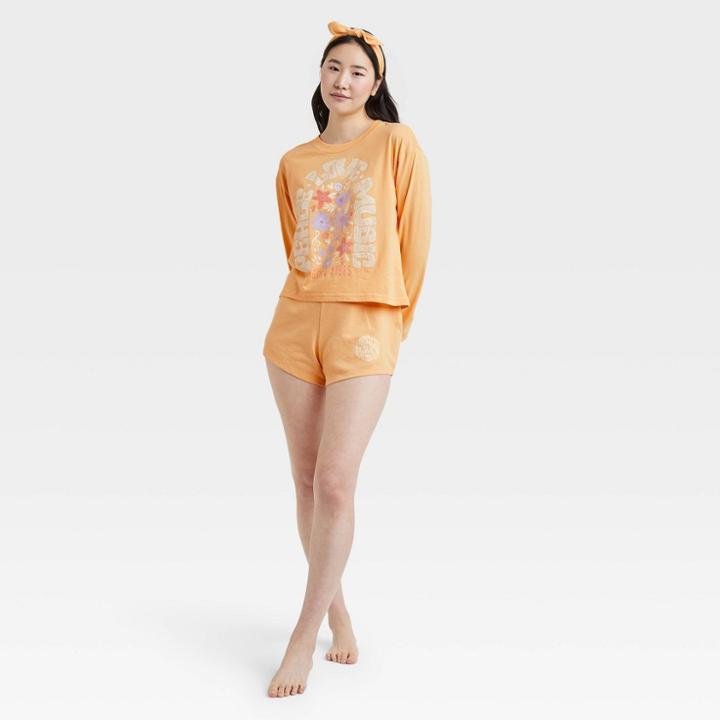 Women's Weekend Soul Peace Love Music Headband & Pajama Set - Yellow