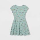 Girls' Printed Short Sleeve Knit Dress - Cat & Jack Ocean Green