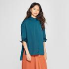 Women's 3/4 Sleeve Oversized Silky Tunic Top - Who What Wear Blue