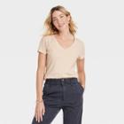Women's Slim Fit Short Sleeve V-neck T-shirt - Universal Thread Tan