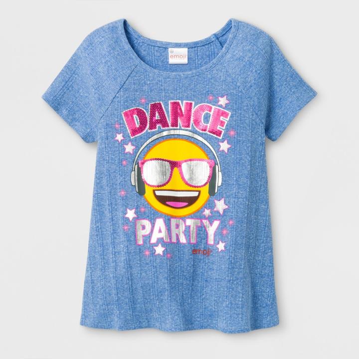 Girls' Smiley Emoji Dance Party T-shirt - Blue