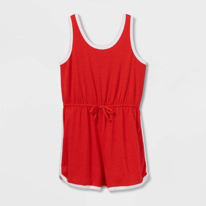 Girls' Rib Knit Romper - Art Class Red
