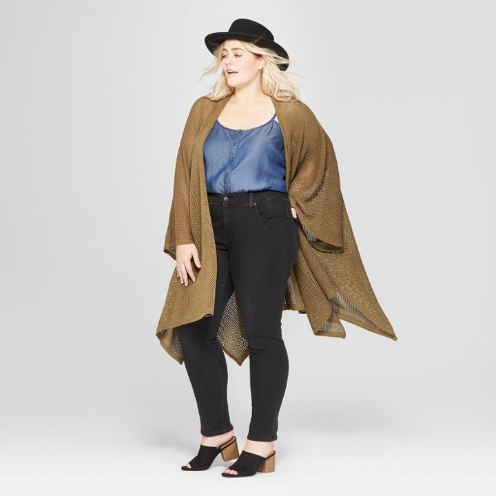 Women's Plus Size Open Knit Duster Poncho Sweater - Universal Thread Vine Thorn