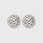Women's Sterling Silver Cubic Zirconia Round Halo Button Earring - A New Day