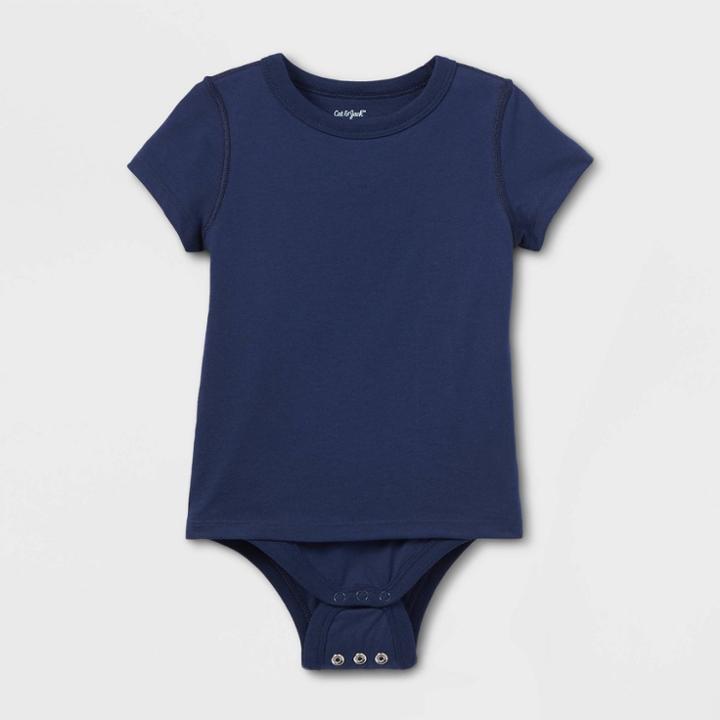 Toddler Kids' Adaptive Short Sleeve Bodysuit With Abdominal Access - Cat & Jack Navy